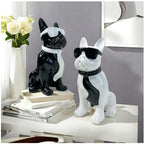 Resin Dog Statues with Sunglasses Cute Animals Figurines Desktop Sculptures