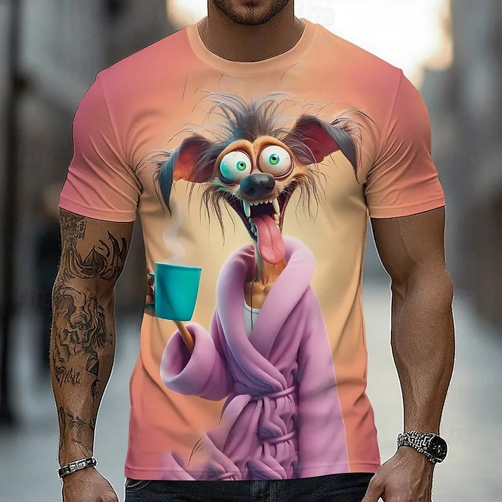 Animal Dog Funny Short Sleeve T shirt 3D Print Crew Neck Shirt