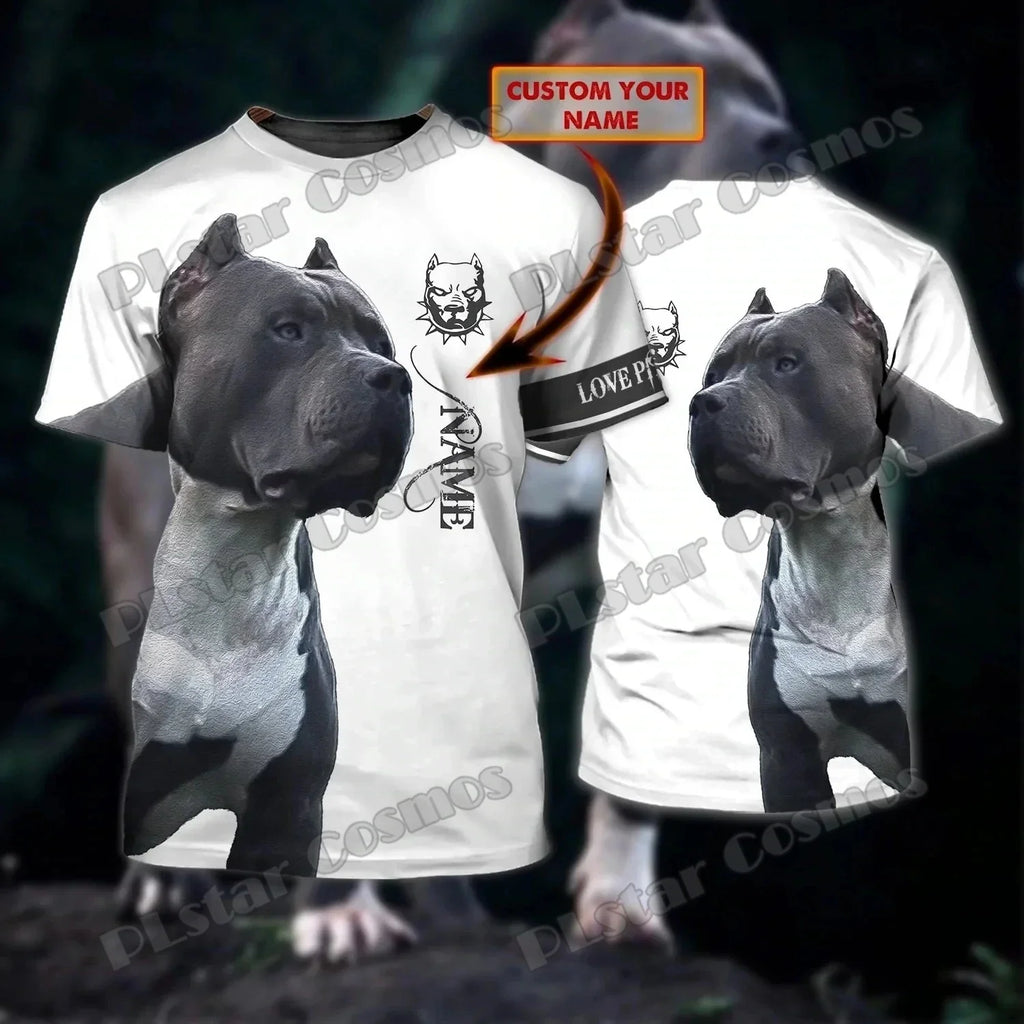 Personalized With Name Dog Pitbull 3D All Over Printed T-Shirt Summer Casual