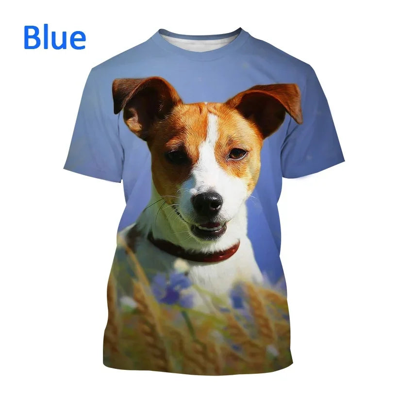 Jack Russell Terrier Dog 3D Printed T-shirt Cute Dog Print Unisex Casual Top Tees