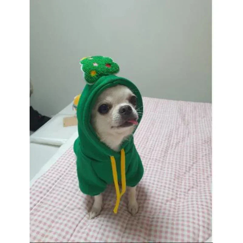 Elk Santa Claus Small Dog Hoodies Christmas