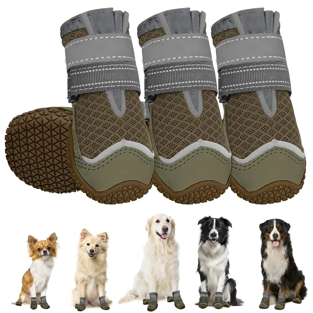 Breathable Anti Slip Booties for Large Medium Small Dogs Hot Pavement, Winter, Snow, Hiking