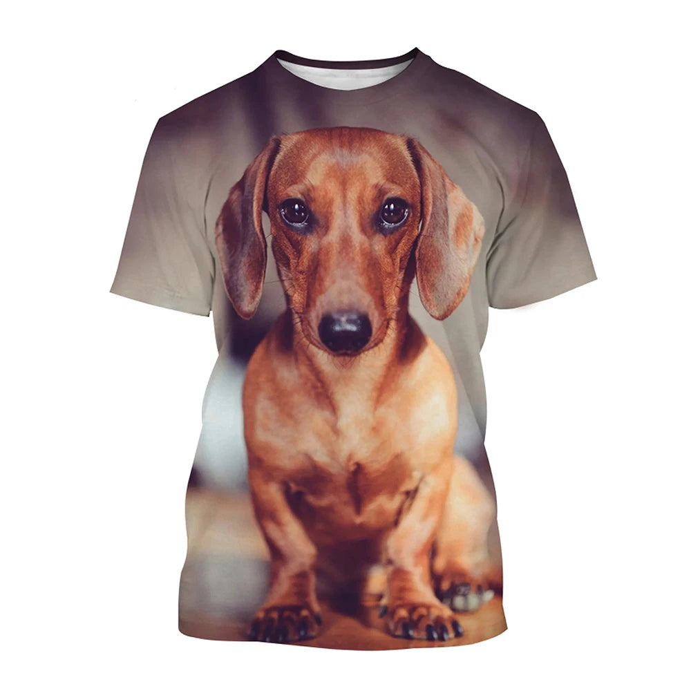 Funny Dachshund T-Shirts 3D Printed Streetwear Fashion Short Sleeve T Shirt Tees Tops