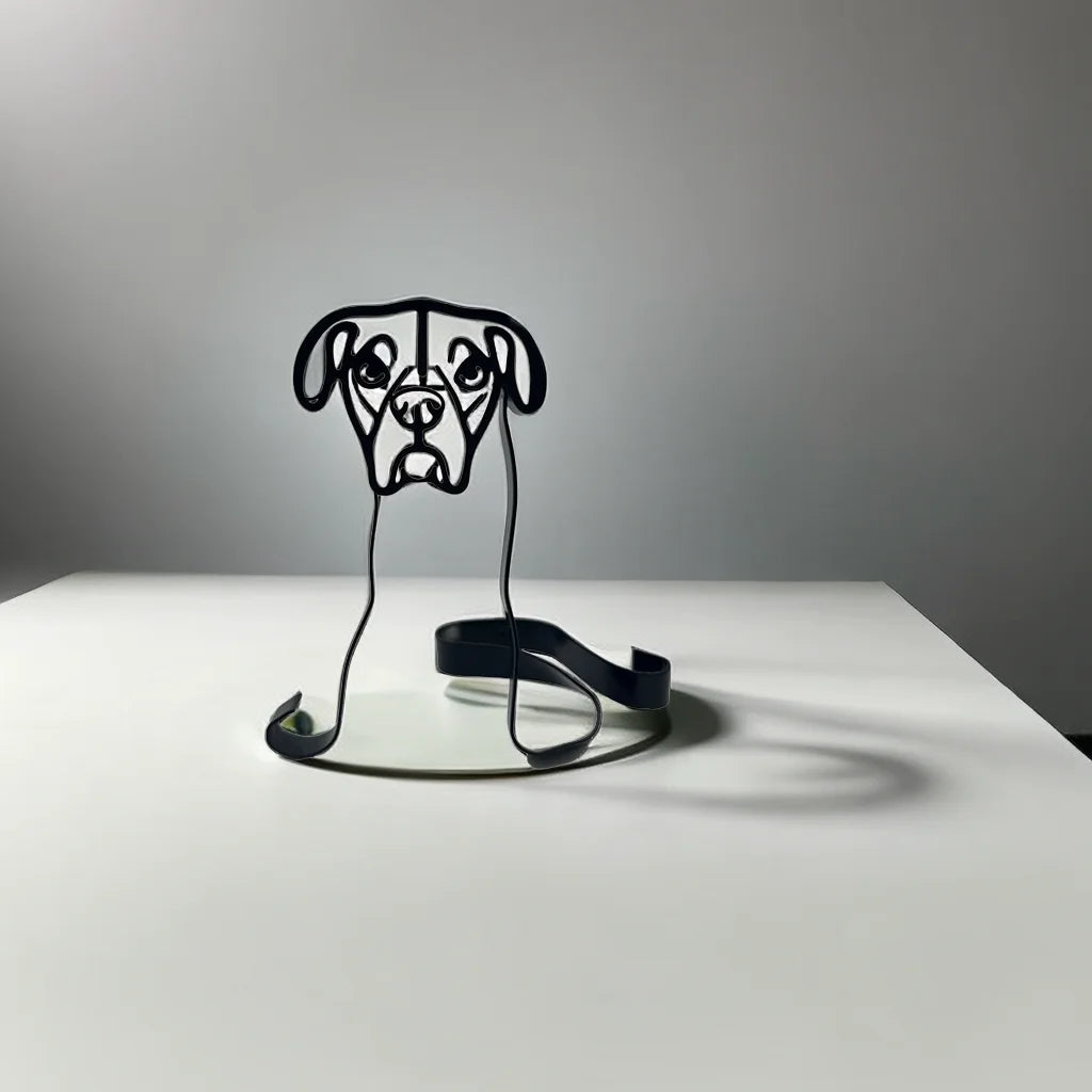 Art Sculpture Metal Dog Abstract Wall Figurines for Office Desktop Home