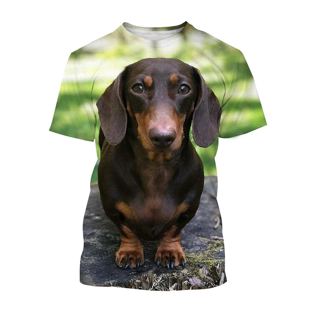 Funny Dachshund T-Shirts 3D Printed Streetwear Fashion Short Sleeve T Shirt Tees Tops