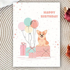 1pc, happy birthday card, cute dog birthday card