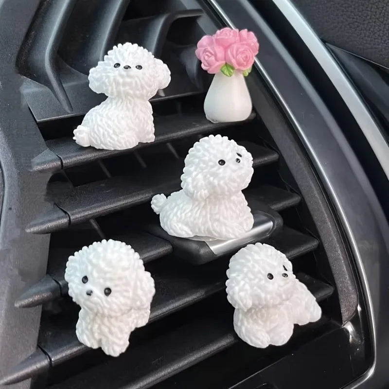 4pcs Cute mini dog dashboard decoration, car interior display accessories