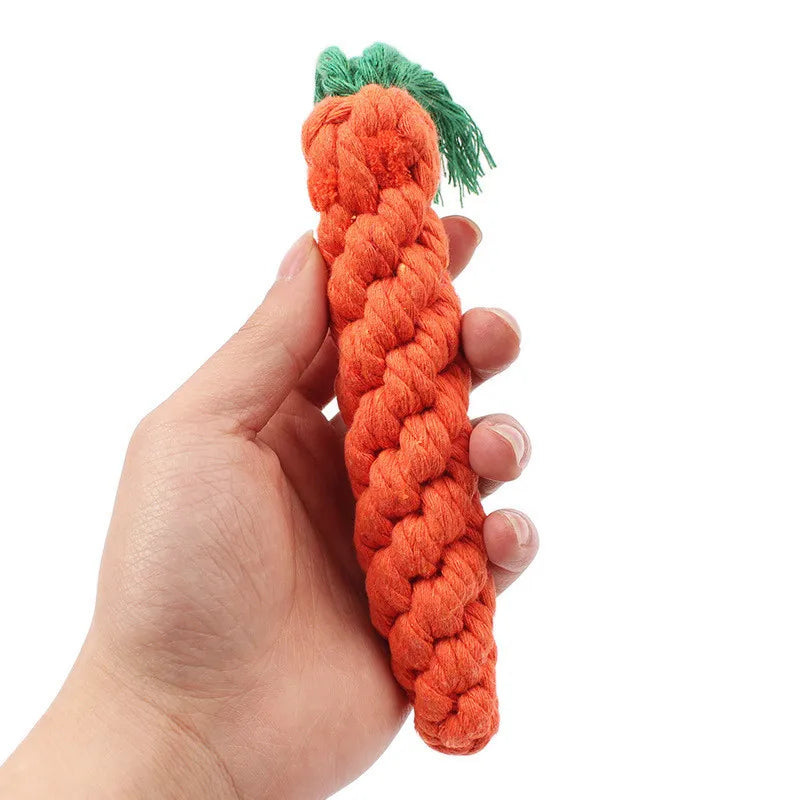 Dog Chew Toys for Small Dogs Cleaning Teeth Carrot Cotton Rope Pet Playing Toy Accessories