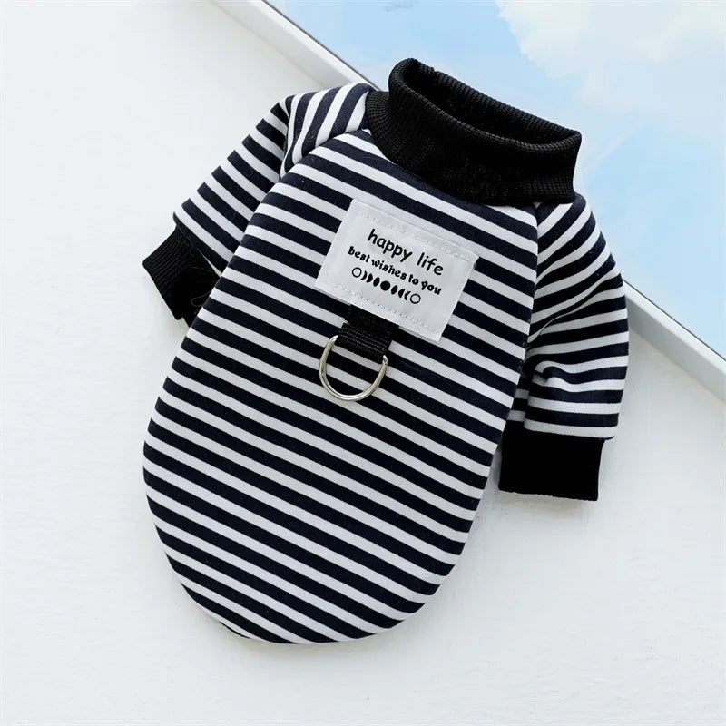 Small Dogs Striped Hoodies Autumn Winter Jacket Pet Pullover