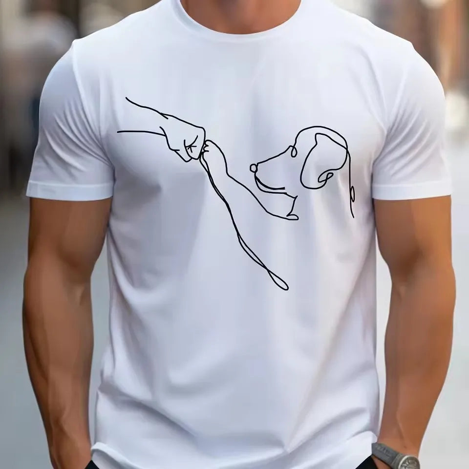 Round Neck Short-sleeved T-shirt Sporty Loose Funny Dog 3D Digital Printing