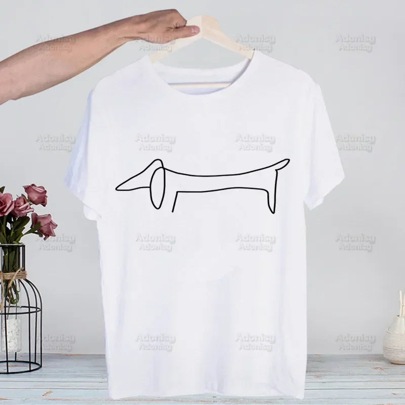 Dachshund Teckel Funny Cute Dog Animal Funny T Shirt Casual Short Sleeve