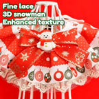 Christmas Pet Bib with Lace Bell Plaid Bow Austable Neckwear