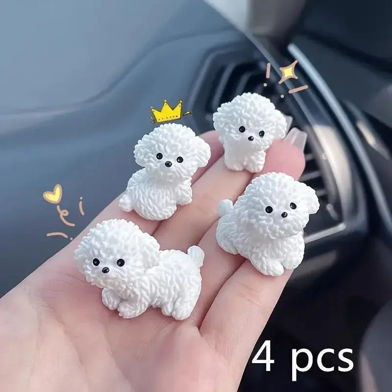 4pcs Cute mini dog dashboard decoration, car interior display accessories