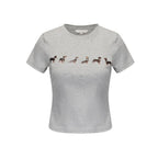 Cute Cartoon Dog Short Sleeve T-shirt Dachshund Crop Top Slim Fit