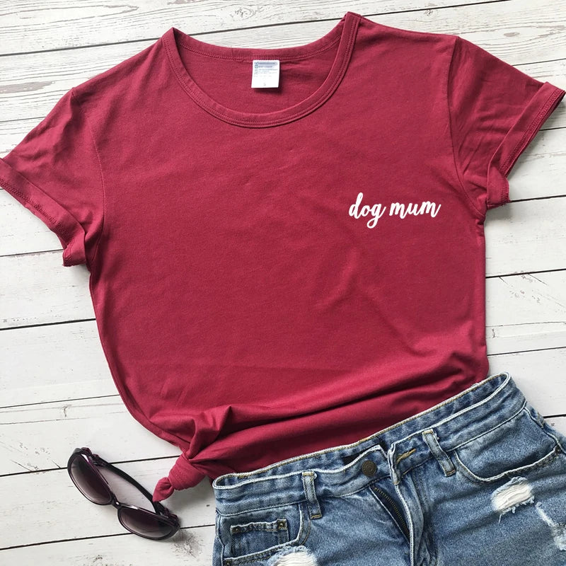 dog mum pocket tshirt cute women short sleeve
