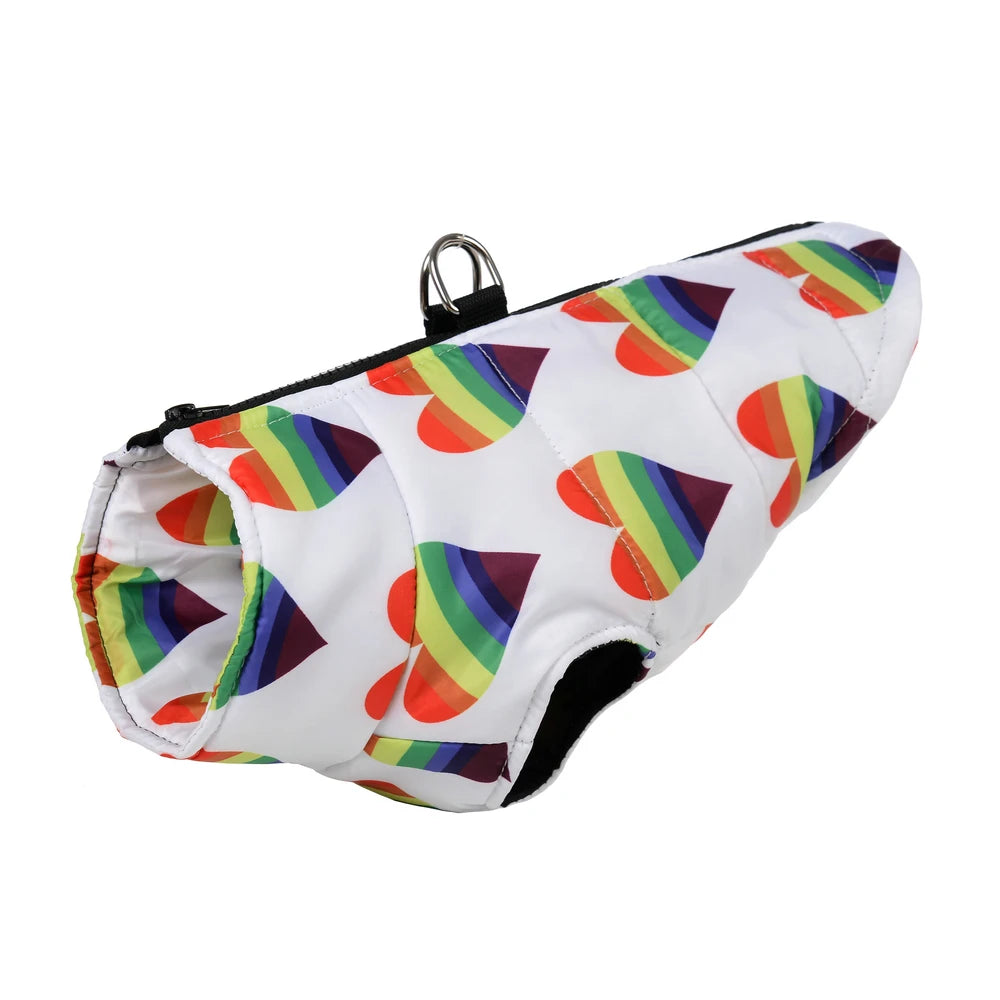 Rainbow Jacket Coat For Small Medium Dogs Winter Warm Fleece