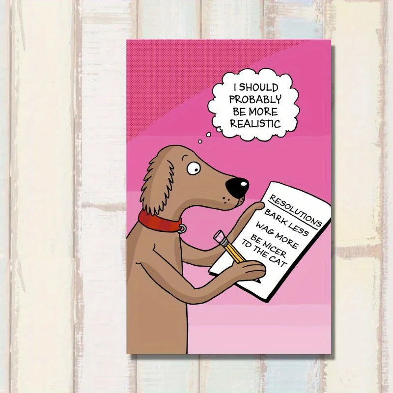 1pc, 2025 Happy New Year card, funny dog