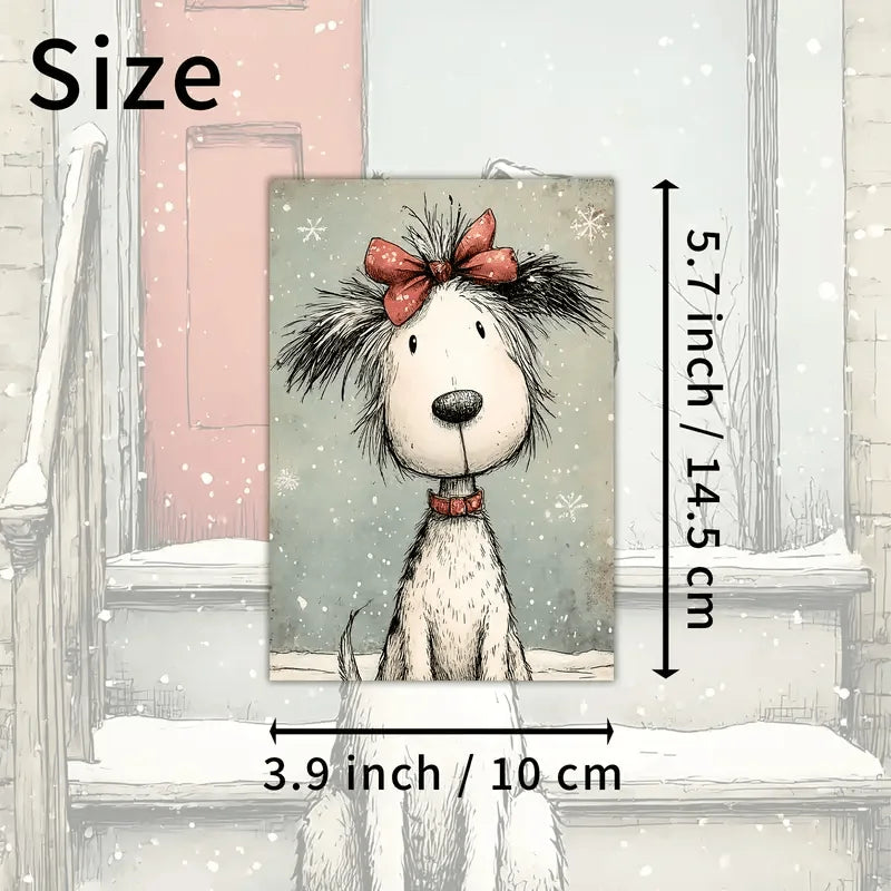 20pcs Retro Cute Dog Christmas Postcards Classic Illustration