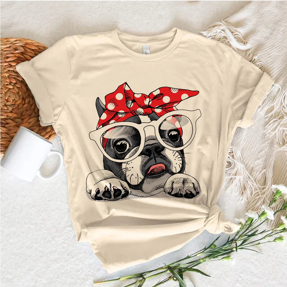 French Bulldog t shirt women designer girl graphic funny clothing