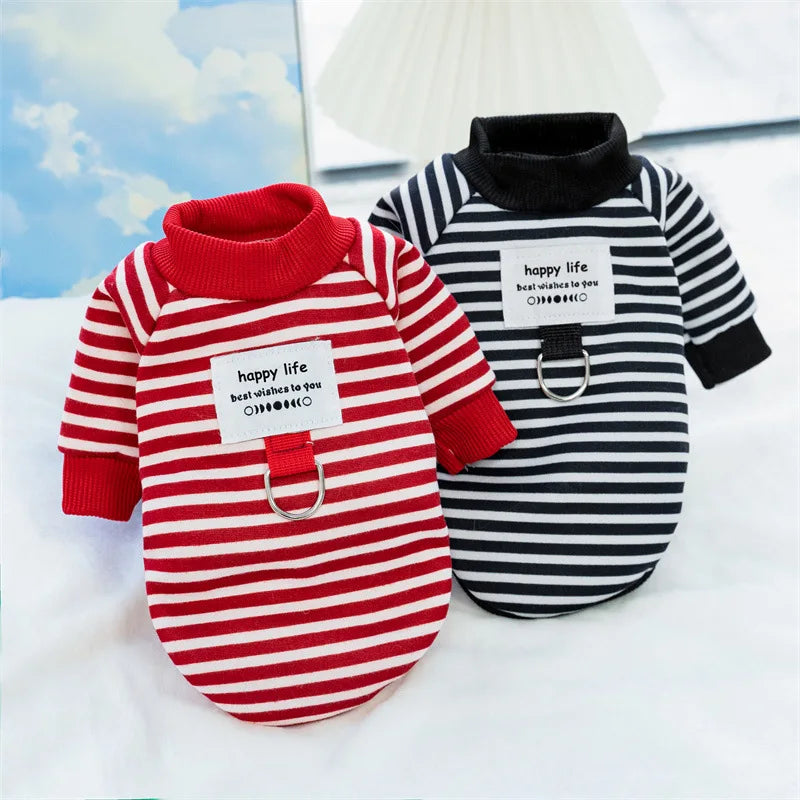 Small Dogs Striped Hoodies Autumn Winter Jacket Pet Pullover