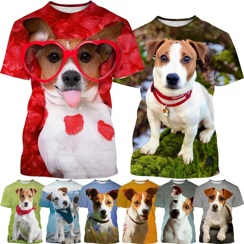 Jack Russell Terrier Dog 3D Printed T-shirt Cute Dog Print Unisex Casual Top Tees