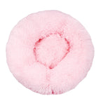 Round Pet Bed Super Soft Long Plush Winter Warm Sleeping