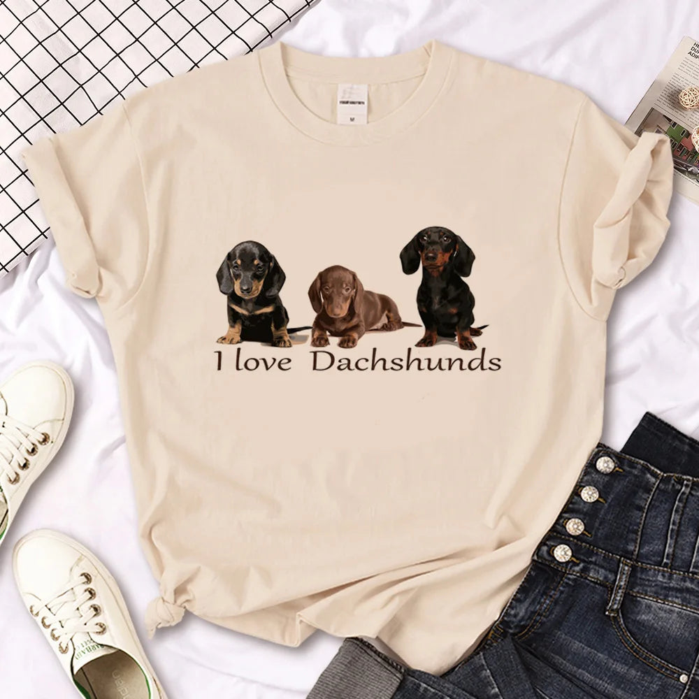 Dachshund t shirt women comic funny designer Tee