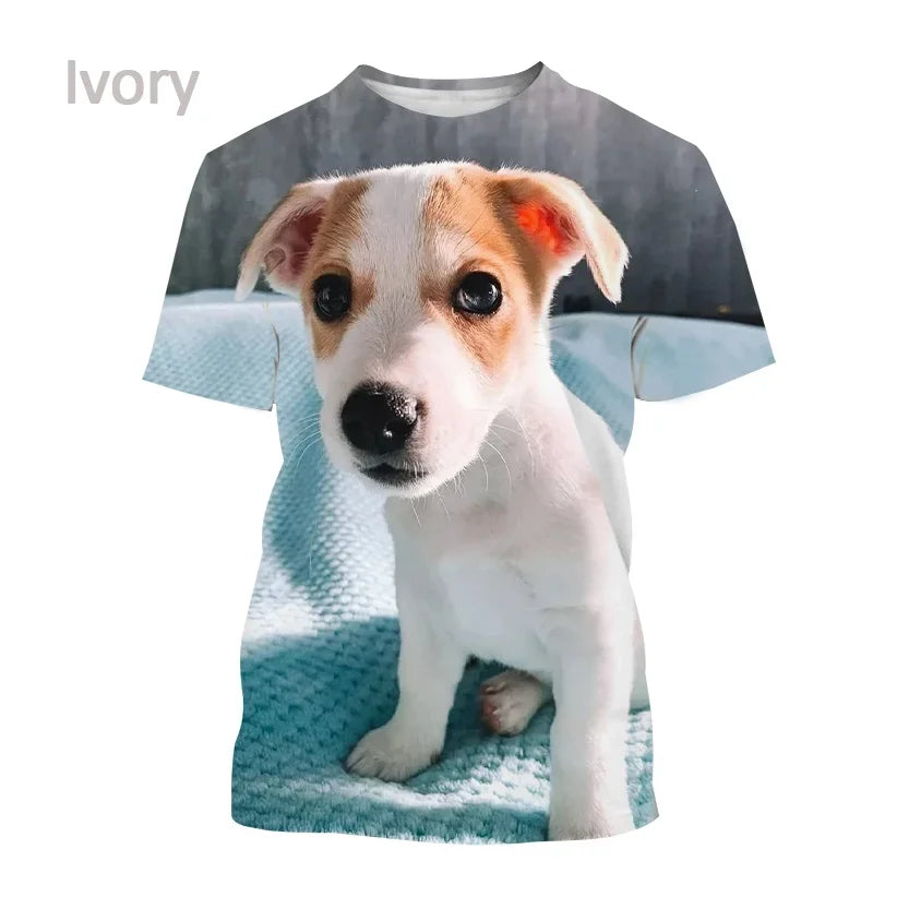 Jack Russell Terrier Dog 3D Printed T-shirt Cute Dog Print Unisex Casual Top Tees