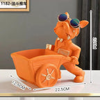 Builder French Bulldog With Barrow Dog Statue Decor Resin Sculpture Table Decoration