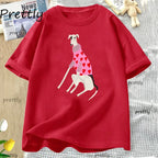 Funny T Shirt Cute Pet Dog Print Cotton Short Sleeve Tees Woman Clothing