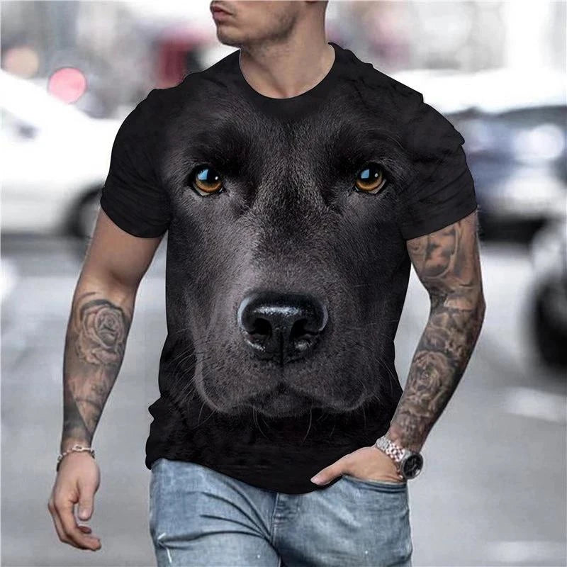 Cute Dog Face Graphics T Shirts Fashion Short Sleeve Funny 3D Animals Printed