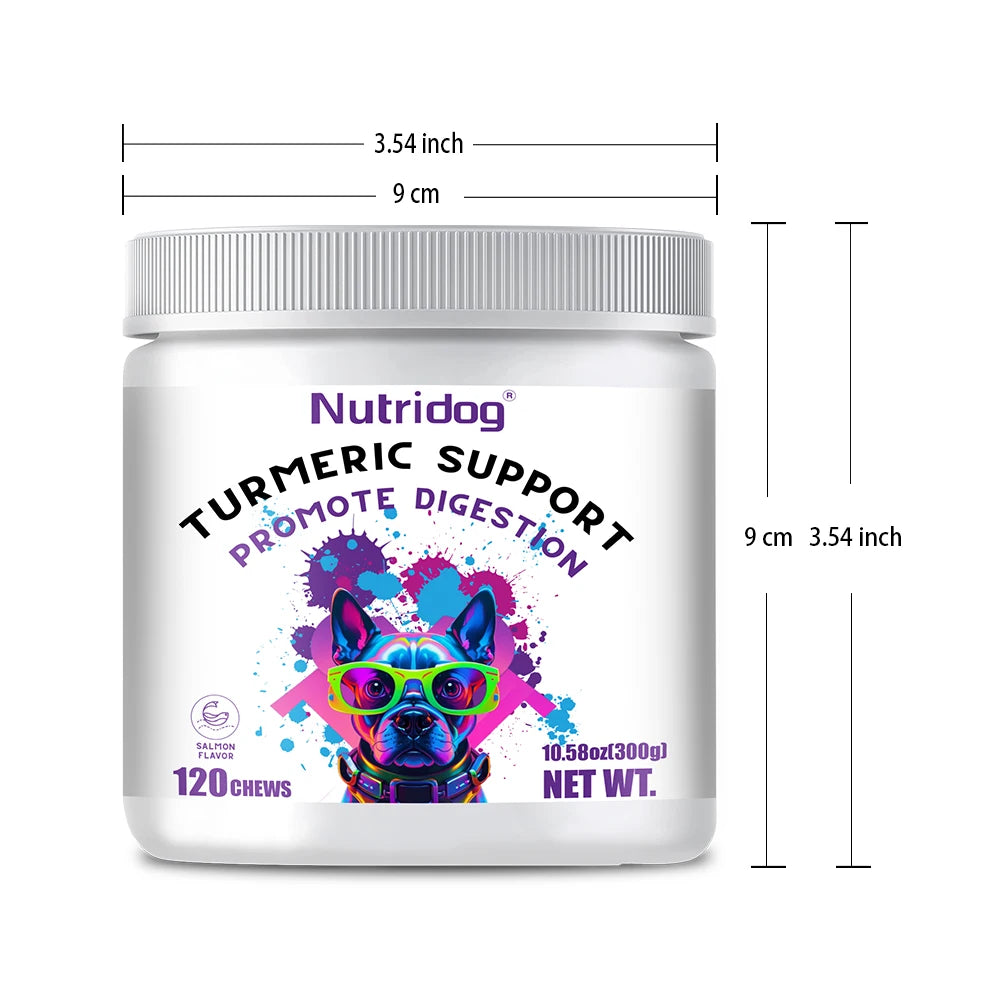 Turmeric Chews For Dog - Joint care contains glucosamine&chondroitin - Digestive support-120 soft chews
