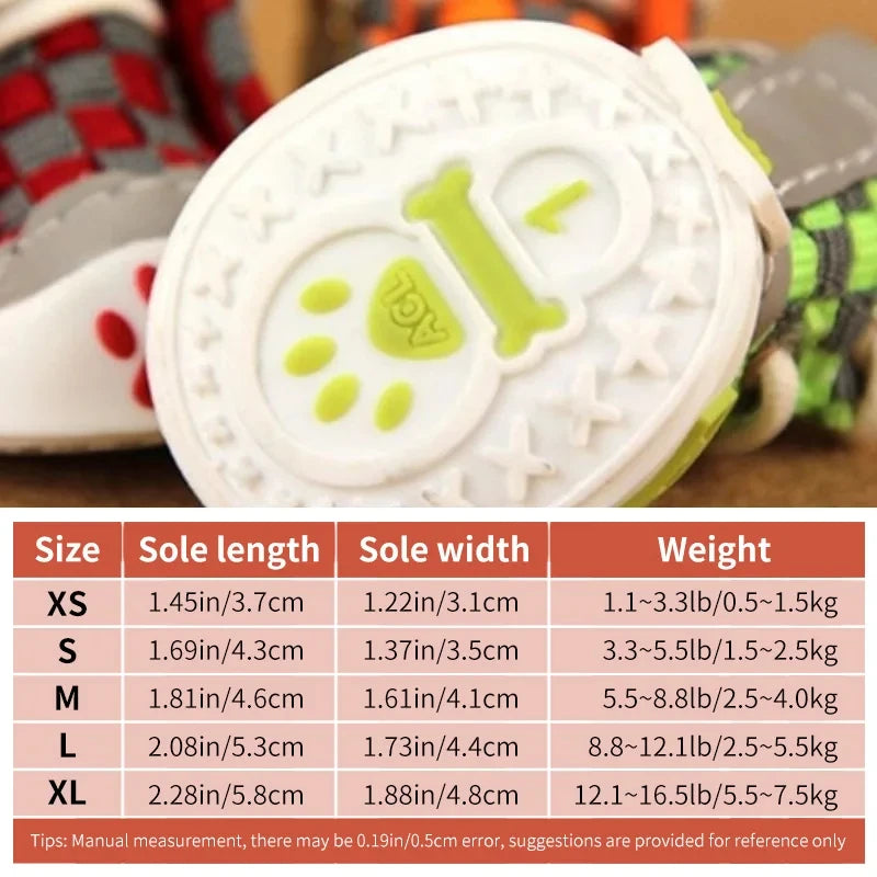 Teddy Bears Soft Sole Shoes Small Dog Breathable Set of 4 Summer Pet Shoes