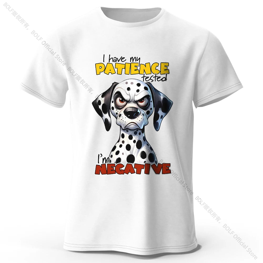 Cartoon Dog Portrait Print 100% Cotton T-Shirt, Soft Fabric Round Neck Short Sleeve Tee