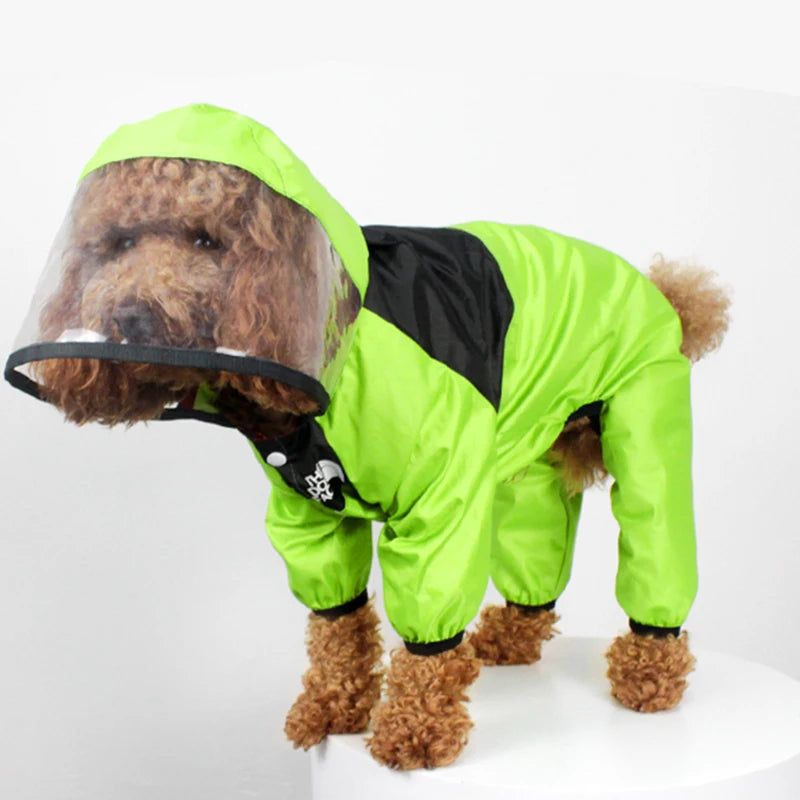 Small Raincoat "The Dog Face" Pet Clothes Jumpsuit Jacket Water Resistant for Small Dogs