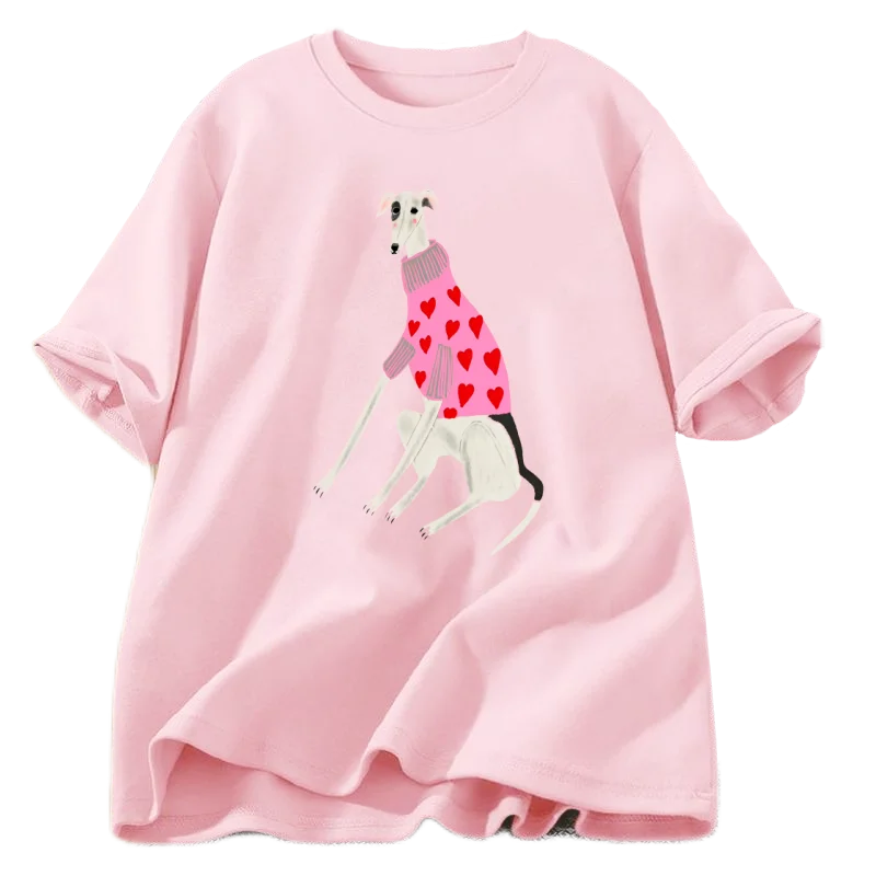 Funny T Shirt Cute Pet Dog Print Cotton Short Sleeve Tees Woman Clothing