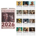 2026 A4 Wall Calendar Cats Dogs Monthly Calendar
