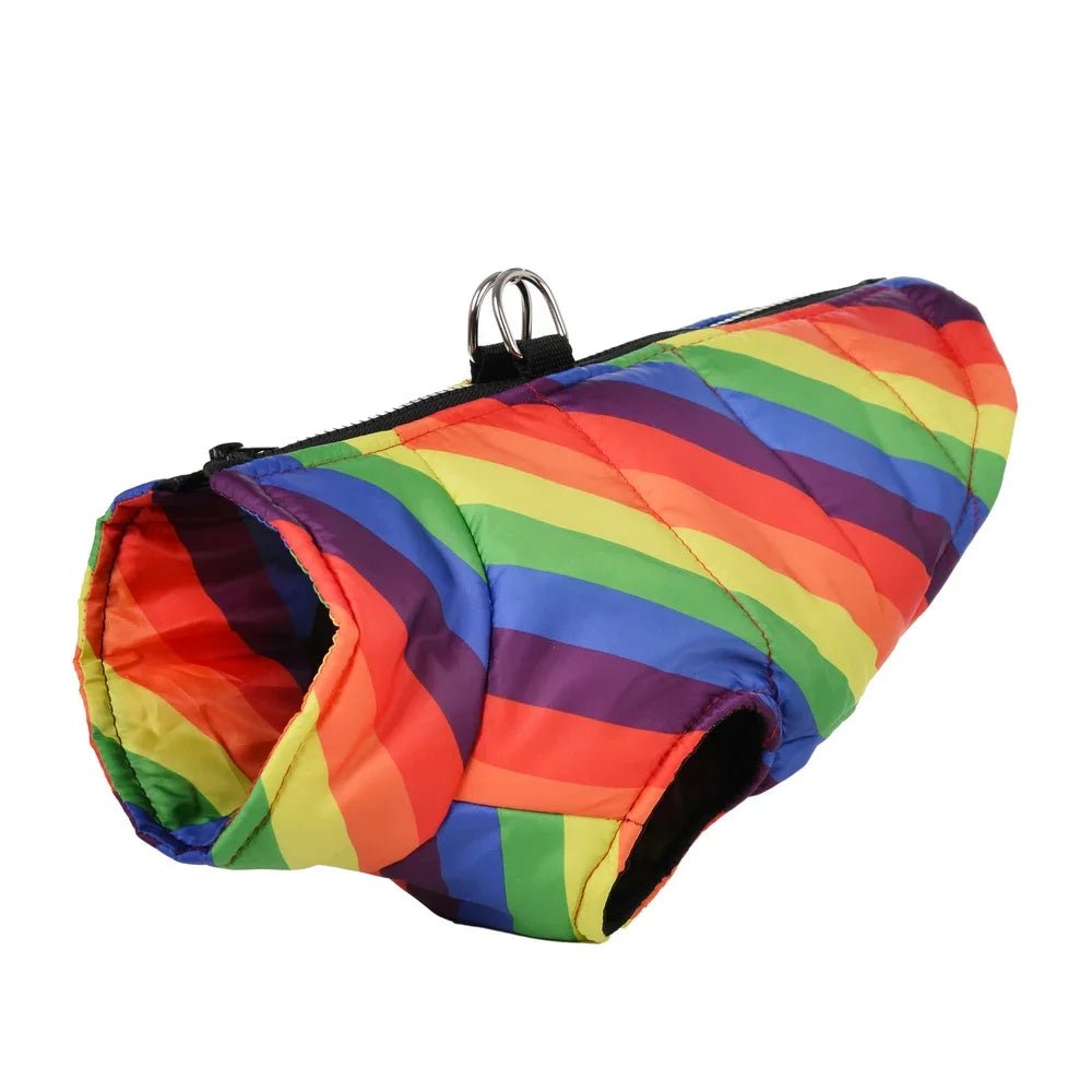 Rainbow Jacket Coat For Small Medium Dogs Winter Warm Fleece