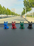Cute Resin Bulldog Car Decoration With Gold Chain And Glasses – Fun Dashboard