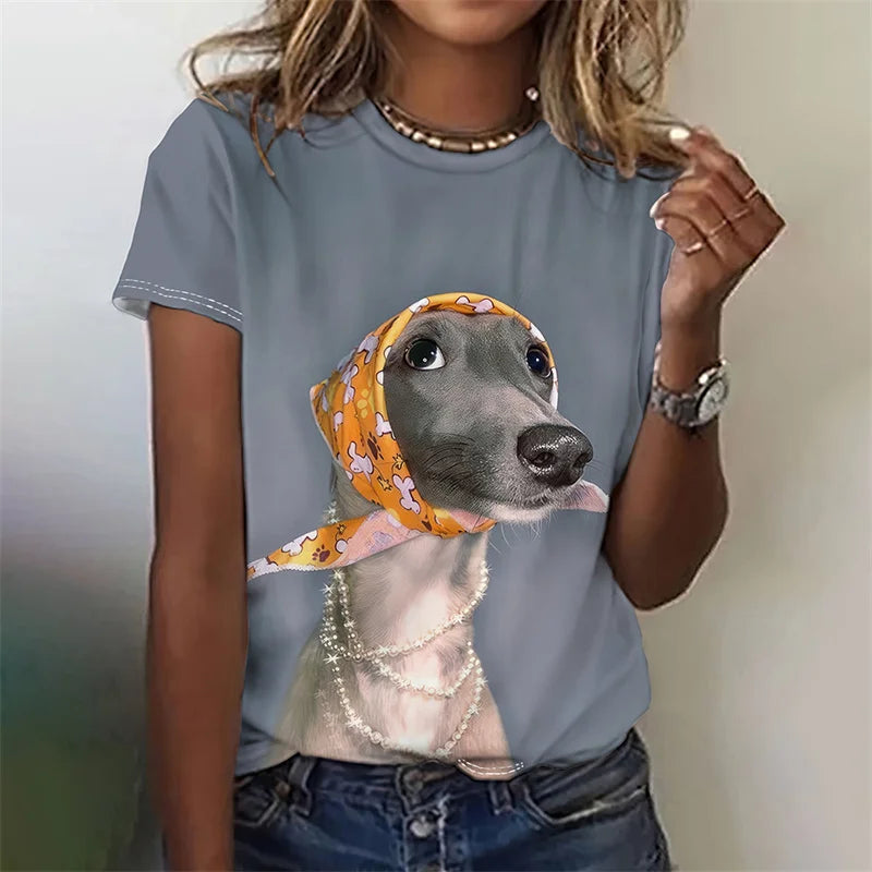 3D Printed Kawaii Cat Dog T-Shirt For Women Funny Animal Graphic Tees Summer Casual