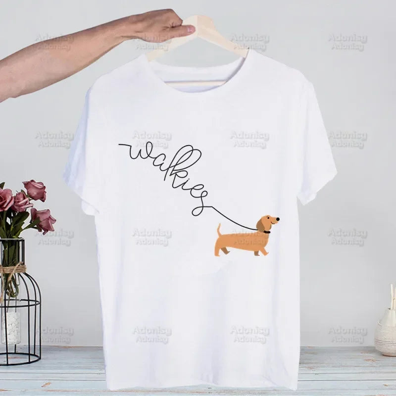 Dachshund Teckel Funny Cute Dog Animal Funny T Shirt Casual Short Sleeve