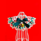 Christmas Pet Bib with Lace Bell Plaid Bow Austable Neckwear