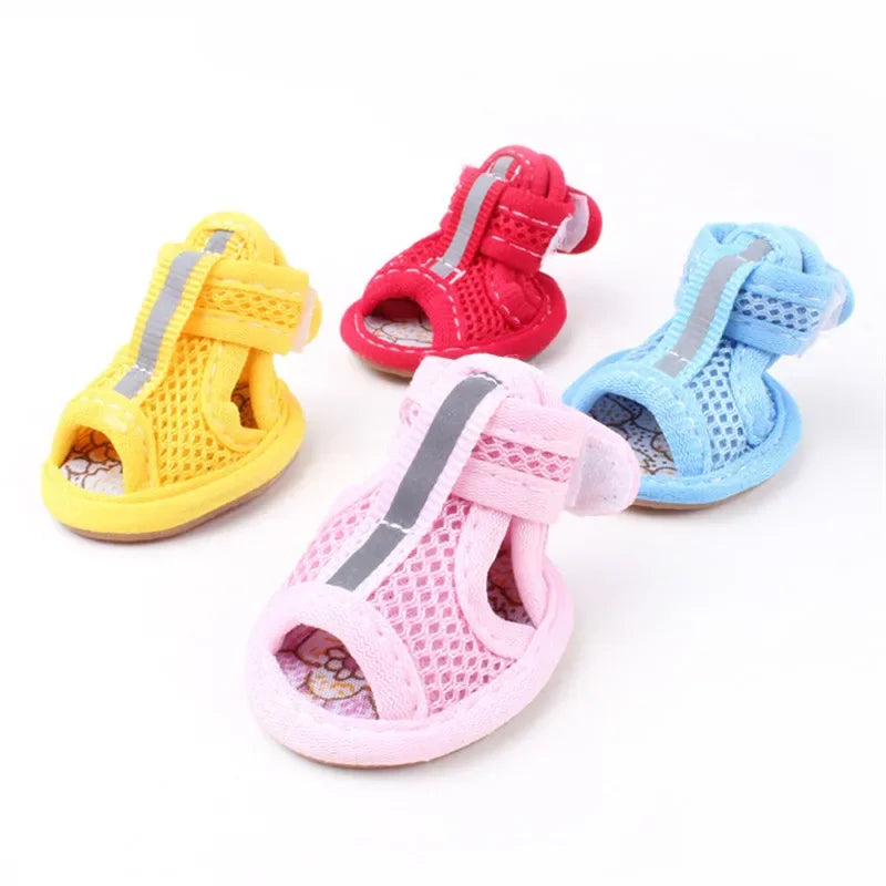 4pc/set Summer Non-slip Breathable Dog Sandals for Small Dogs