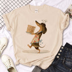 Dachshund t shirt women comic funny designer Tee