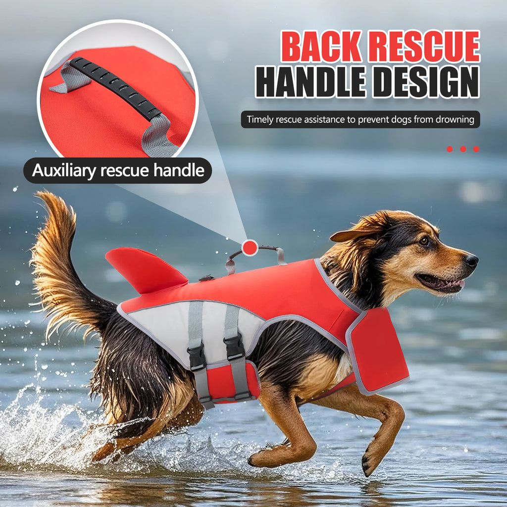 Dog Life Jacket With Reflective Stripes - Adjustable High Visibility Vest, Pet Preserver