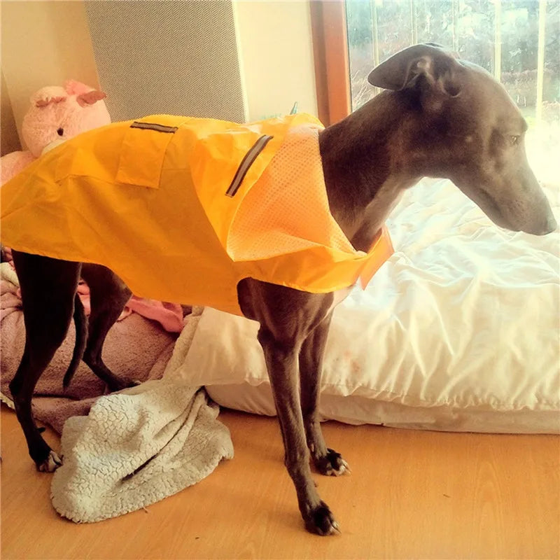 Dog Raincoat Waterproof Hoodie Jacket Rain Poncho Pet Rainwear Clothes with Reflective Stripe for All Sizes Big Puppies