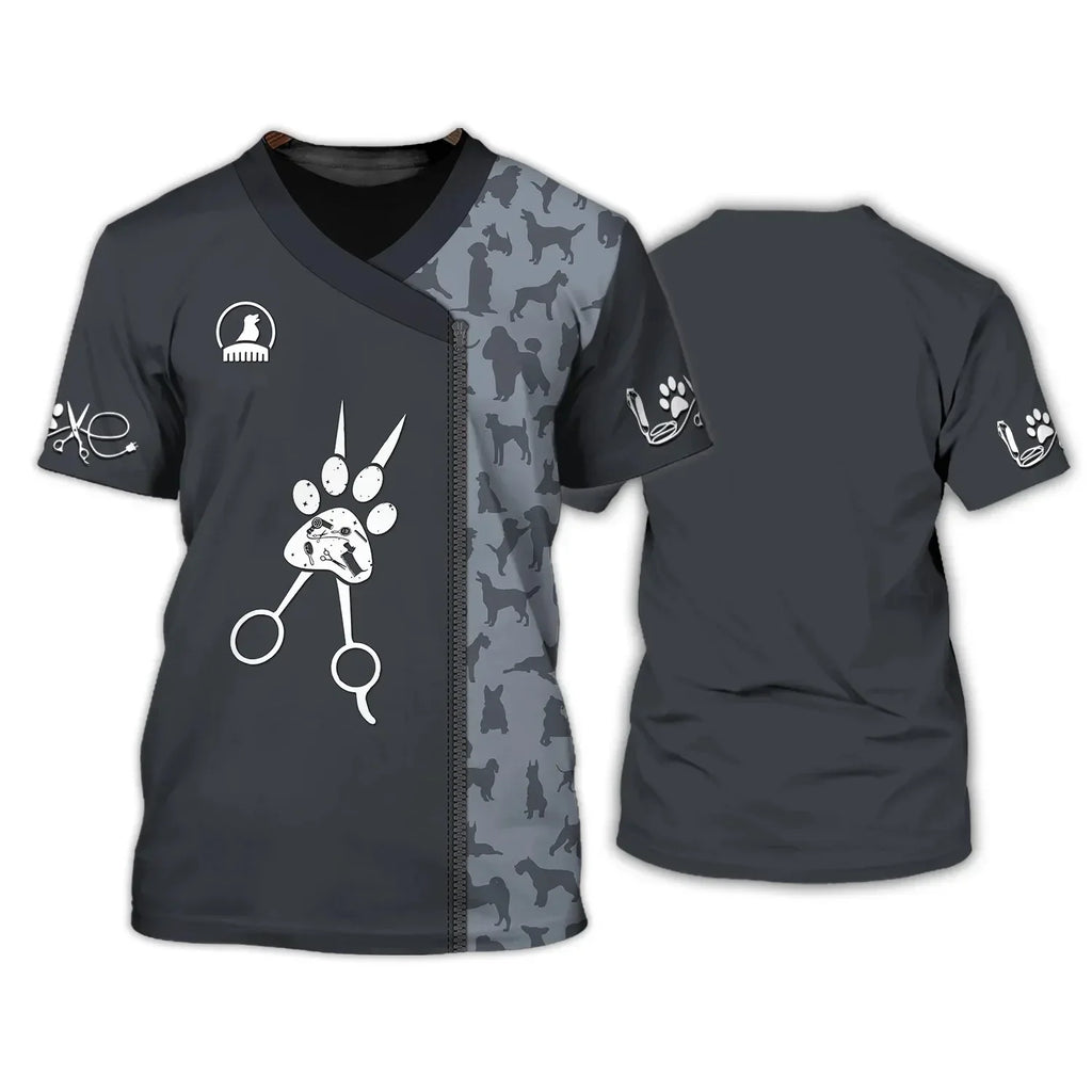 Pet Groomer Printed T-shirt Dog Unisex Summer Casual Fashion Designer Clothes