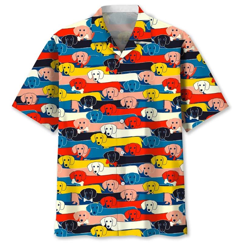 Cartoon Dachshund Dog 3d Printed Shirt Animal Pets Graphics Short Sleeves