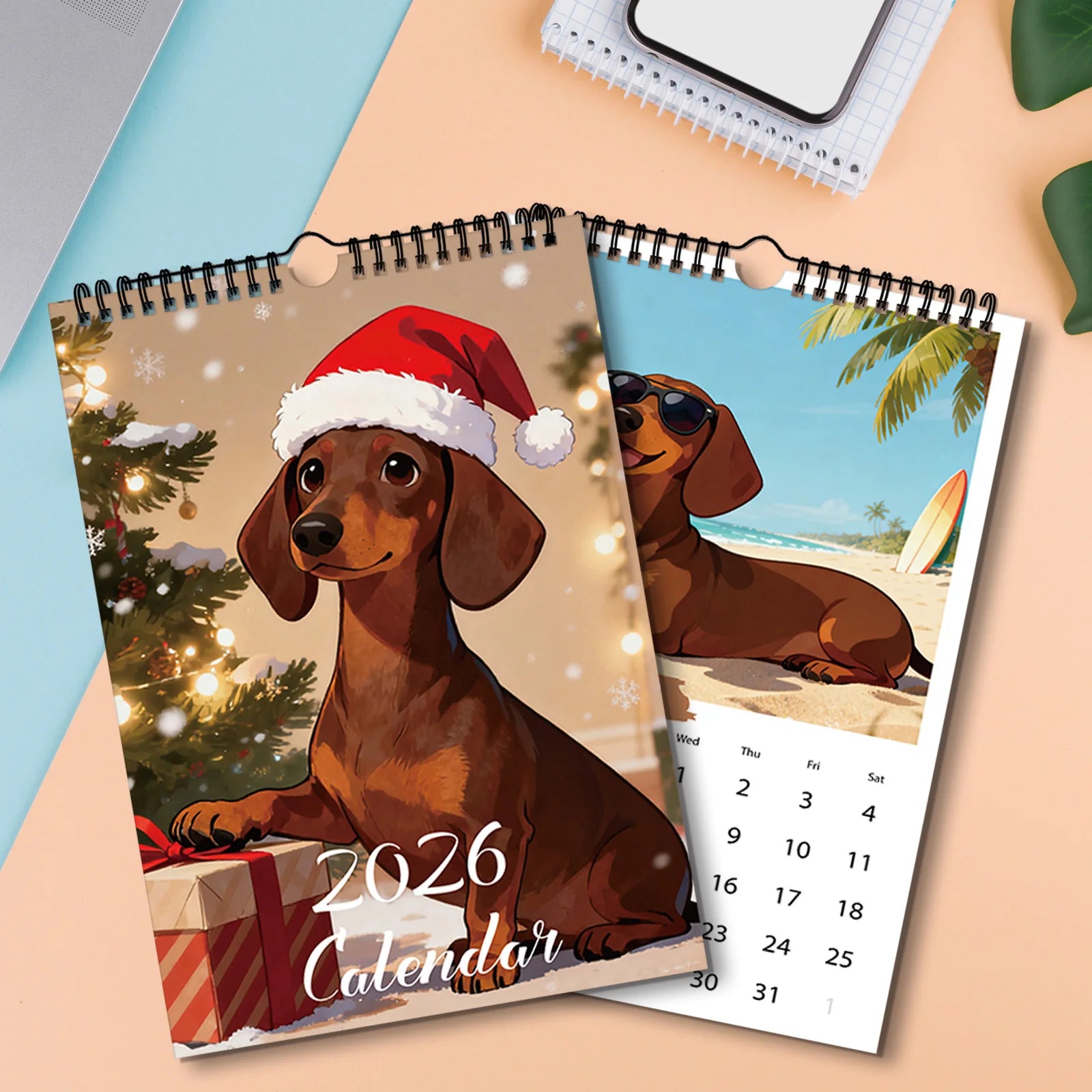 1PC 2026 Funny Dachshund Calendar