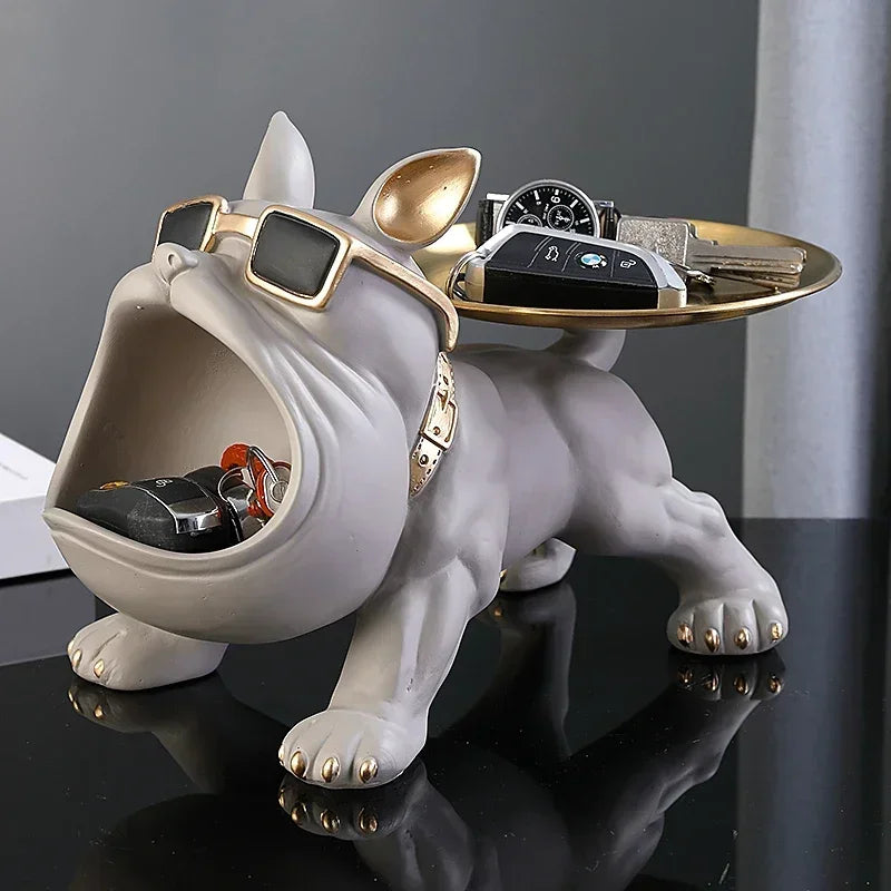 Bulldog Figurine Dog Statue Storage Animal Ornament Resin Craft